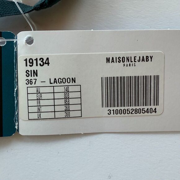 NWT Maison Lejaby Sin Embroidered Underwired Triangle Bra in Lagoon Teal Sz 36B - Picture 8 of 11